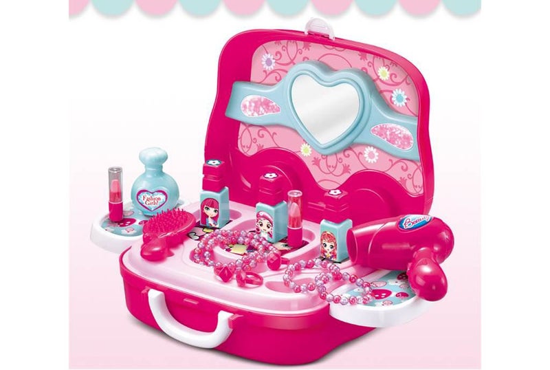 ST ZONE Pretend Play Makeup Toy Set with Dresser Suitcase | Educational Beauty & Cosmetics Kit for Girls | Safe Non-Toxic Role Play Toy - Image 4